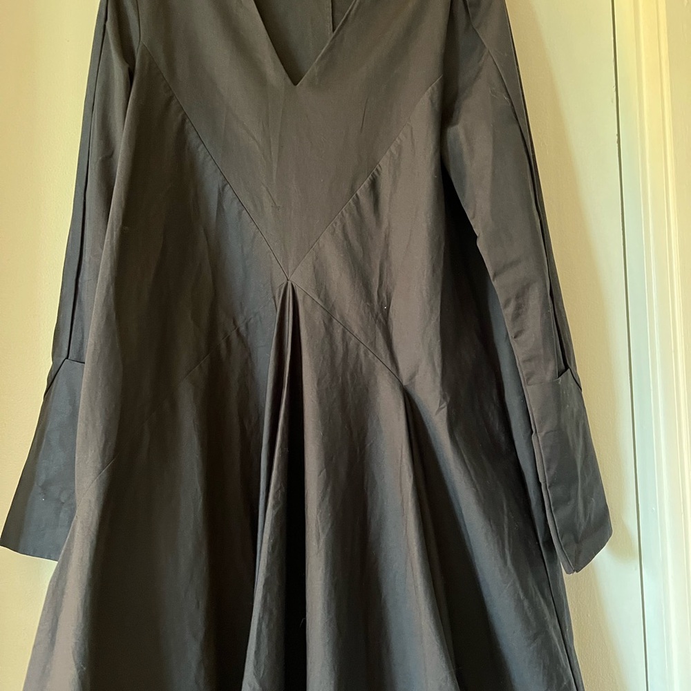 COS Asymmetric Elegant Black V-Neck Dress, pocket, 100% cotton
